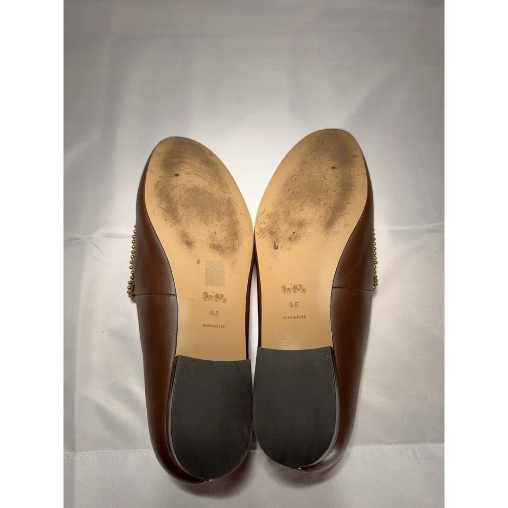 Coach Harper Beadchain Trim Leather Loafers Size 9.5 Women's Shoes‎ Msrp $500